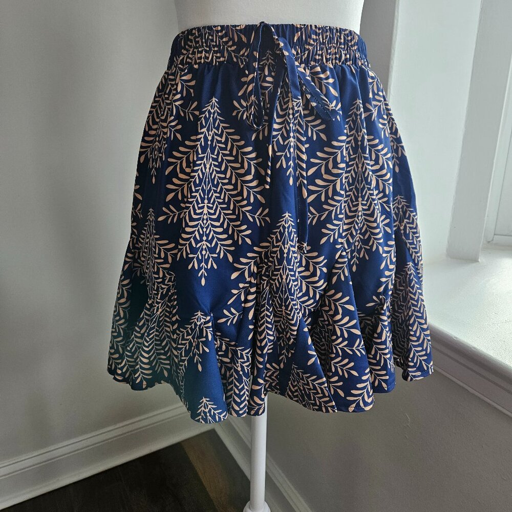 Cupshe, Tropical Leaf Skirt, Royal Blue, Size M, New with Tags